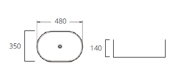 כיור חרס מונח אובלי שחור מט דגם ספיר 48/35