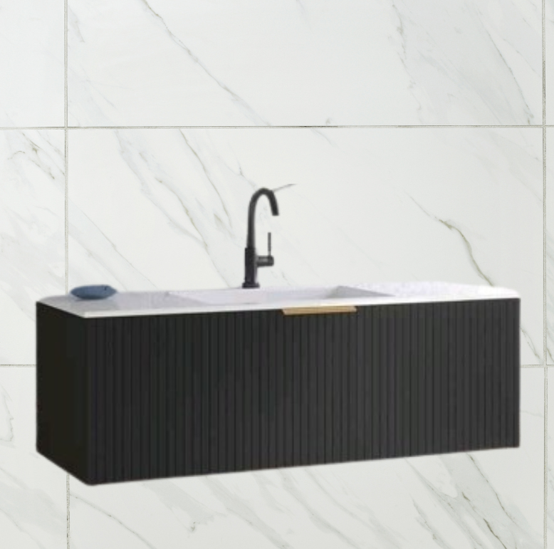 ארון אמבט תלוי דגם ליב אפוקסי עם כיור חרס אינטגרלי גודל 60