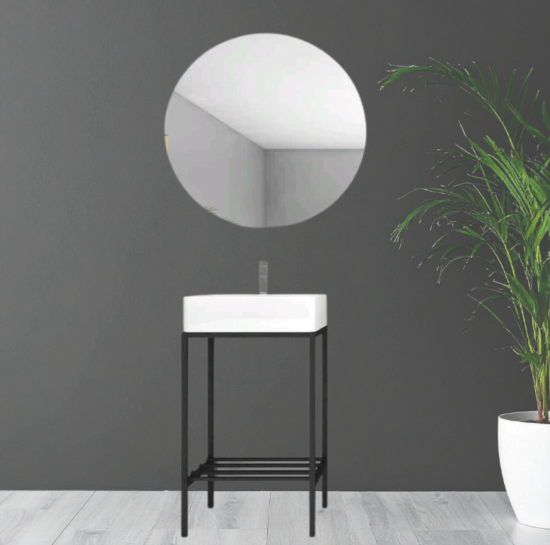 נרקיס בוצר ארון עומד,קונסטרוקציית מתכת בשילוב כיור חרס