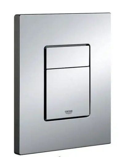 מיכל הדחה סמוי גרואה GROHE לקיר בלוק כולל לחצן מלבני בגימור כרום ניקל