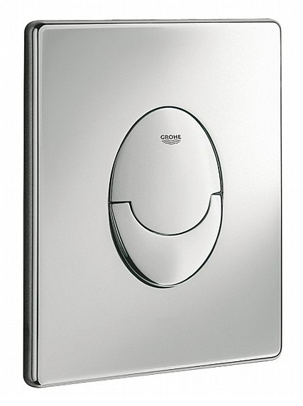 מיכל הדחה סמוי גרואה GROHE לקיר בלוק כולל לחצן אובלי בגימור כרום ניקל