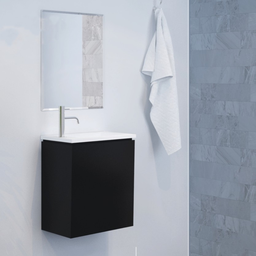 ארון אמבט תלוי שחור מט דגם אסיף 43/45