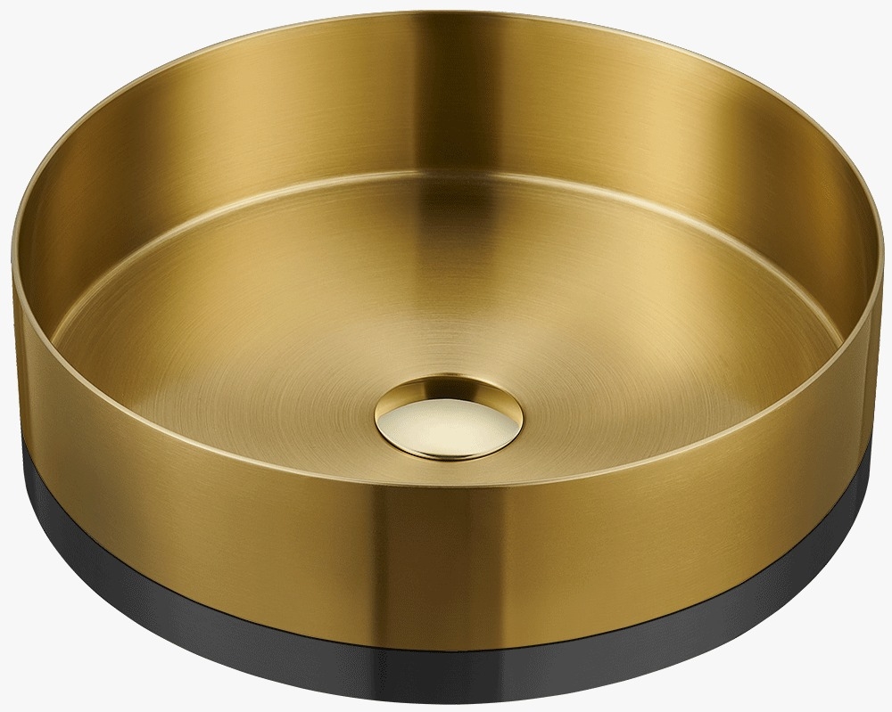 כיור נירוסטה מונח עגול משולב 2 צבעים  צבע זהב מט משולב גרפיט מט